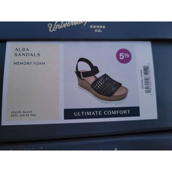 Universal Thread Size 5-1/2 (5.5) Alba Platform Heel Sandal, Black + Free Ship - Picture 6 of 7